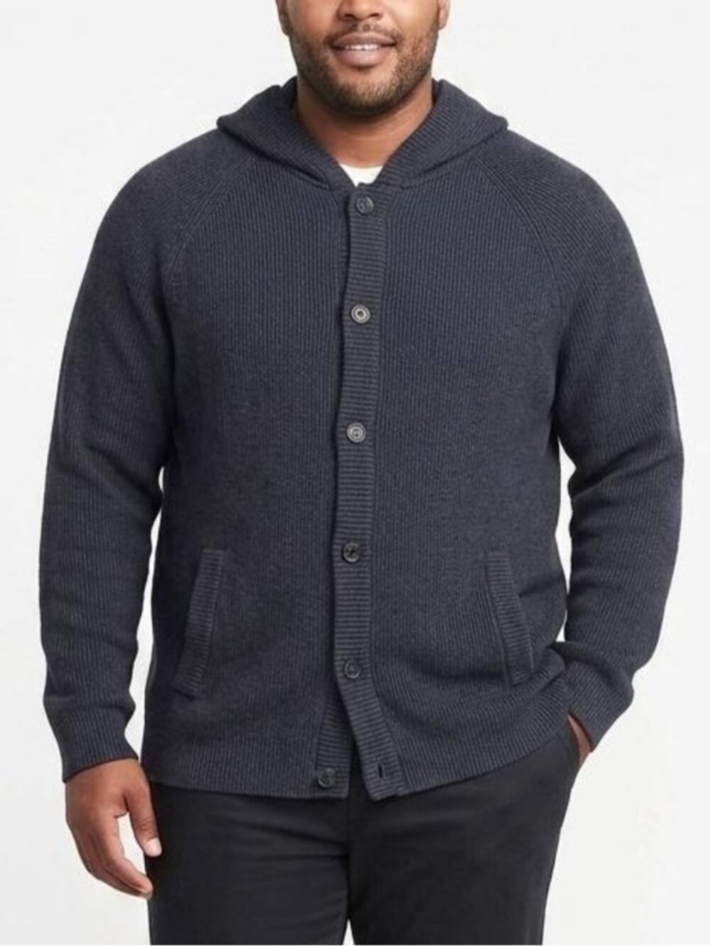 Banana Republic Men’s Hooded Button-Front Cardigan Sweater Blue Like New! 419